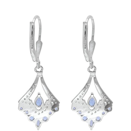 Silberohrringe mit Tansanit - Klasse AAA und weißem Topas