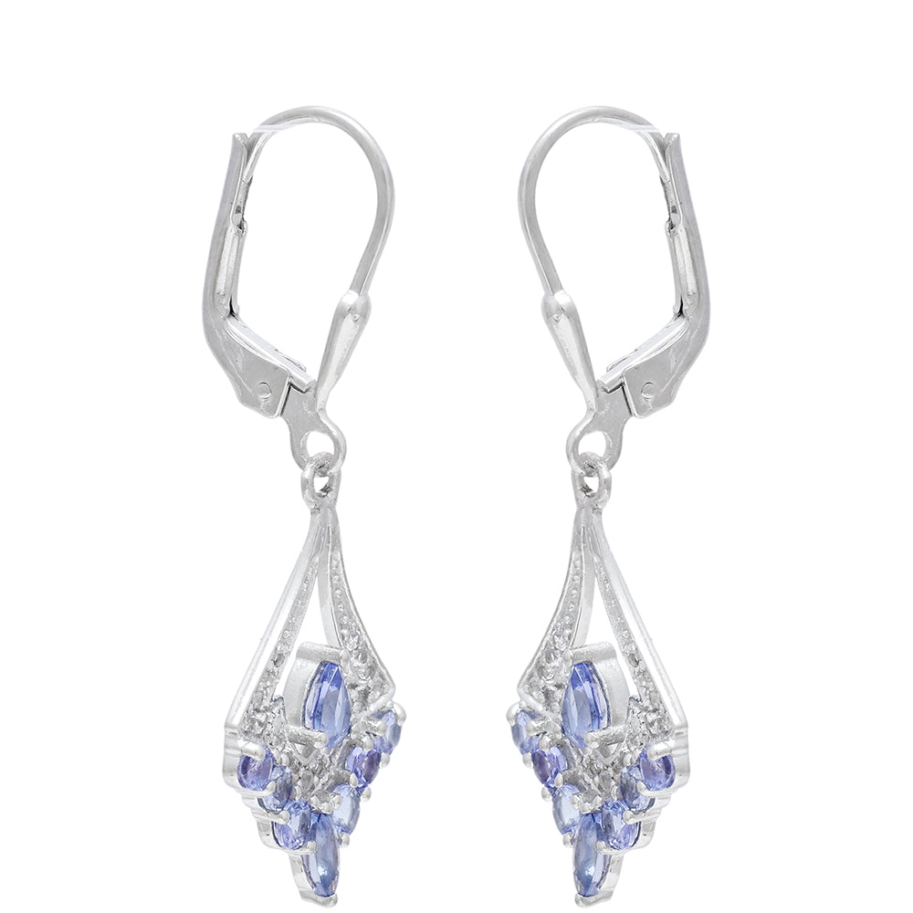 Silberohrringe mit Tansanit - Klasse AAA und weißem Topas