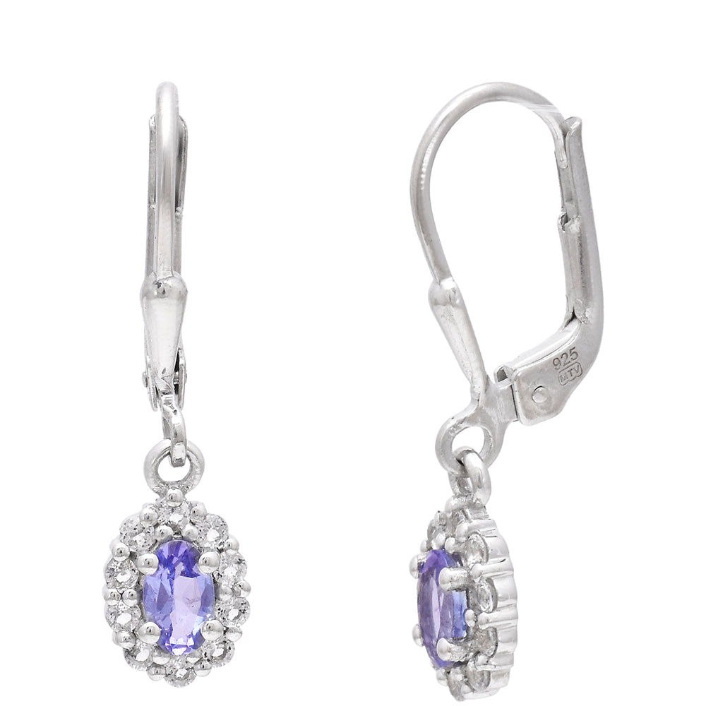 Silberohrringe mit Tansanit - Klasse AAA und weißem Topas 3 