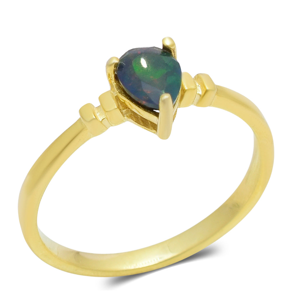 Goldplattierter Silberring mit äthiopischem Opal aus Lega Dembi 2 