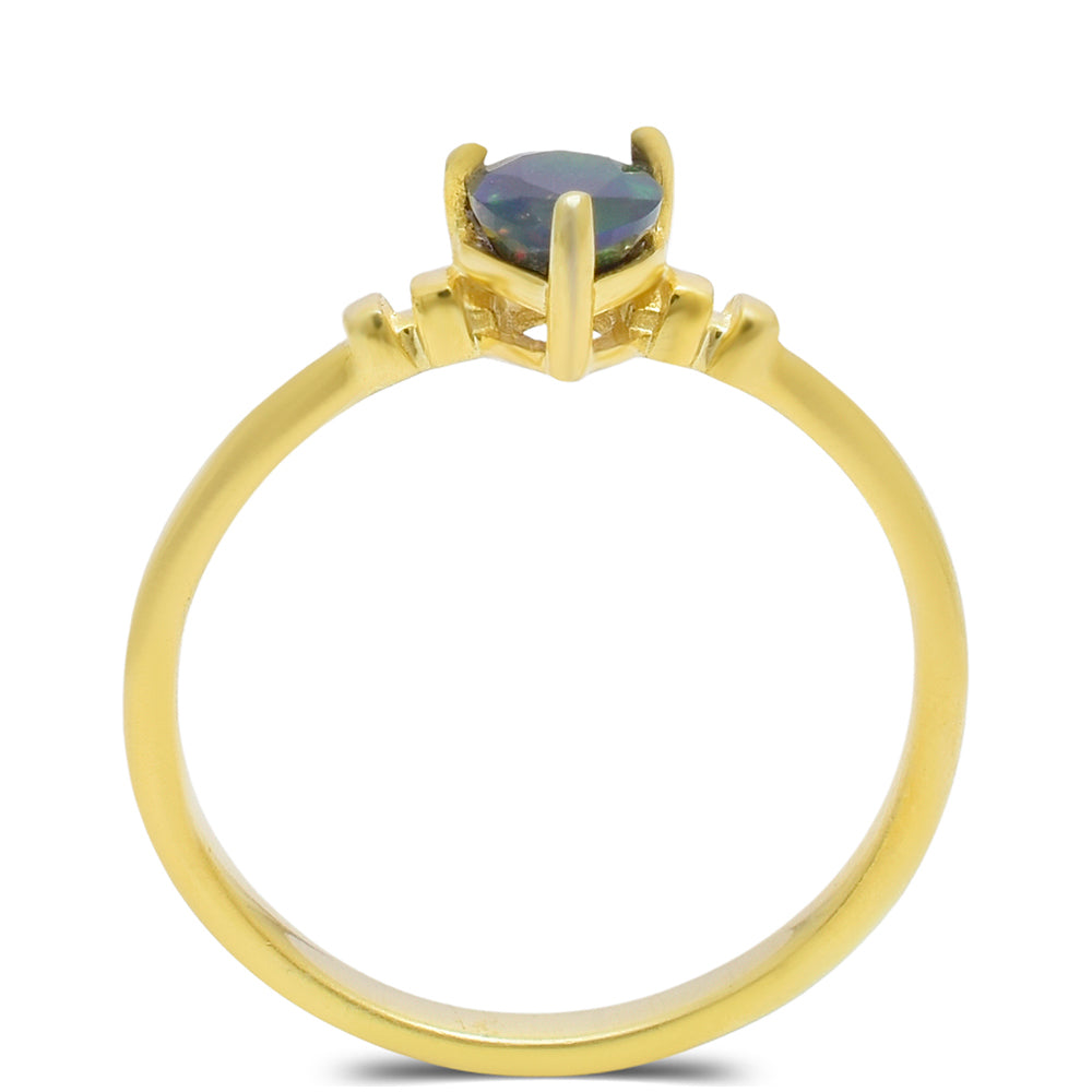 Goldplattierter Silberring mit äthiopischem Opal aus Lega Dembi 3 