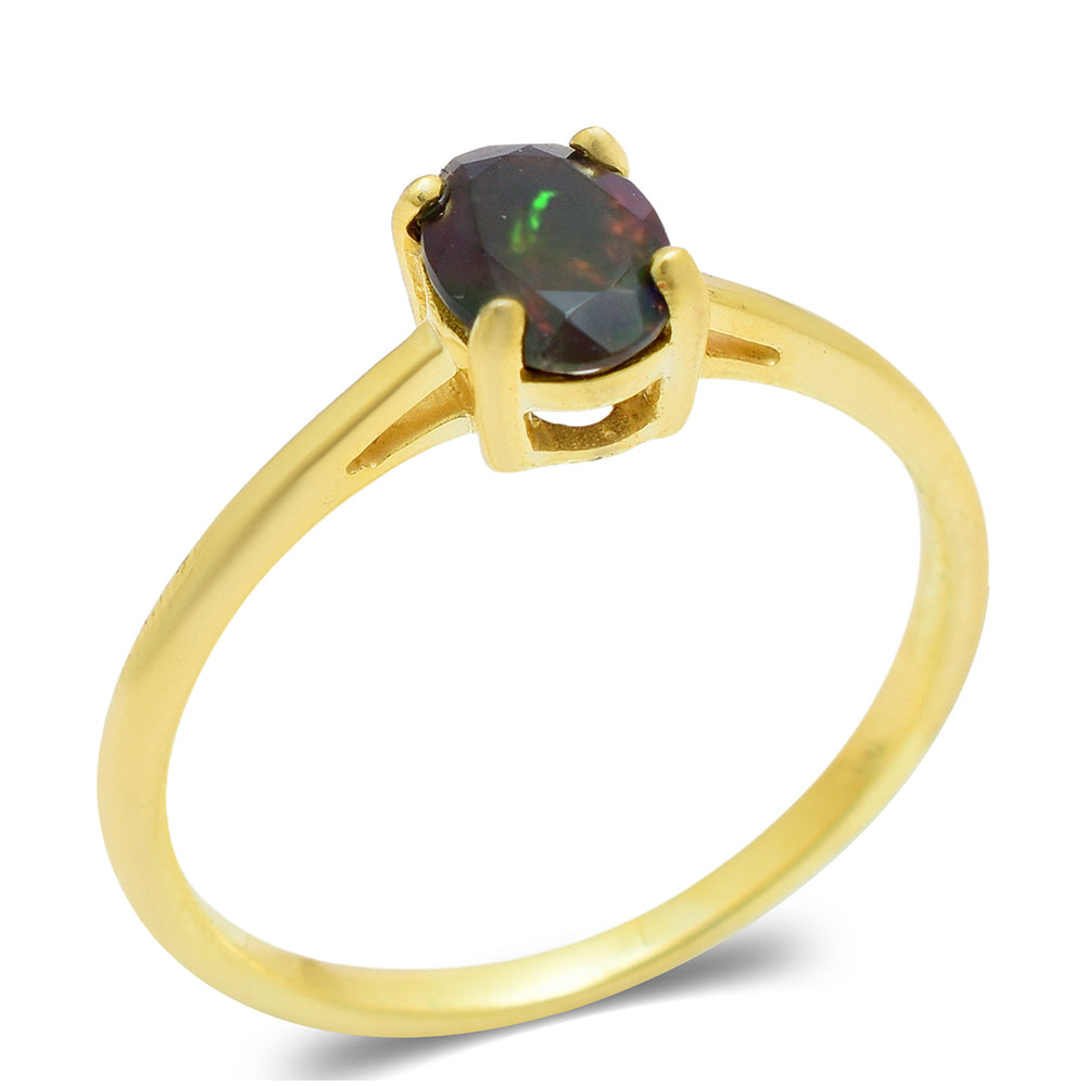 Goldplattierter Silberring mit äthiopischem Opal aus Lega Dembi 2 