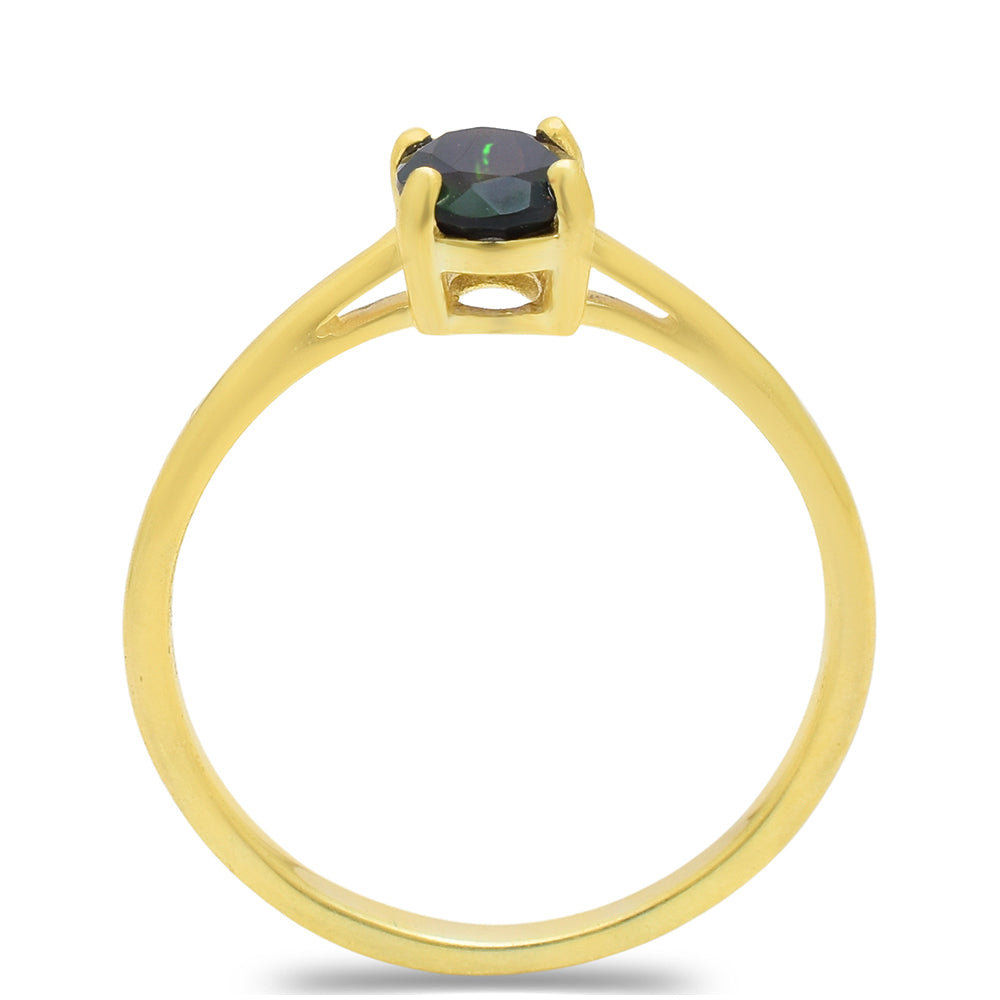 Goldplattierter Silberring mit äthiopischem Opal aus Lega Dembi 3 