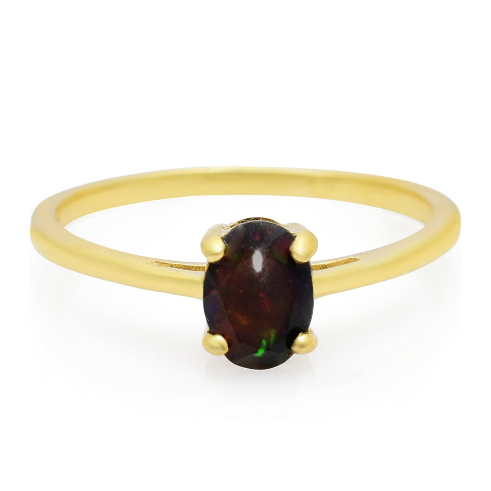 Goldplattierter Silberring mit äthiopischem Opal aus Lega Dembi
