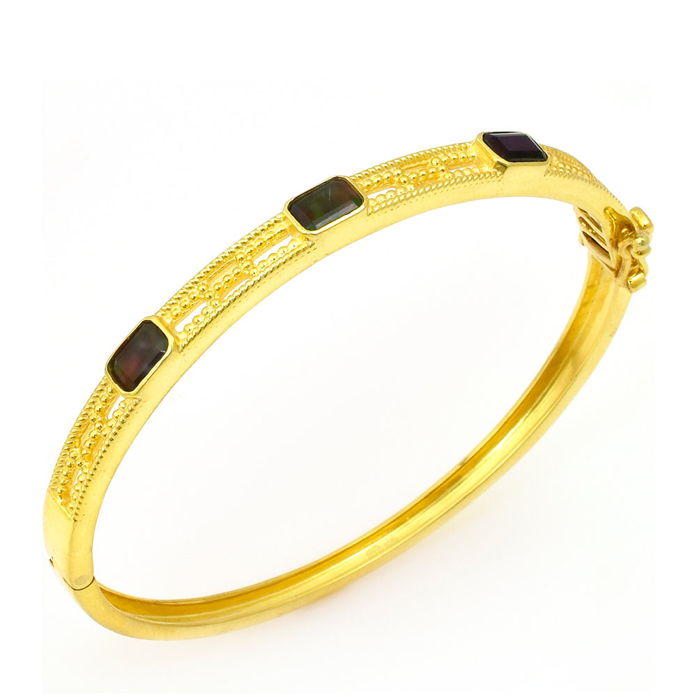 Goldplattiertes Silberarmband mit äthiopischem Opal aus Lega Dembi 3 
