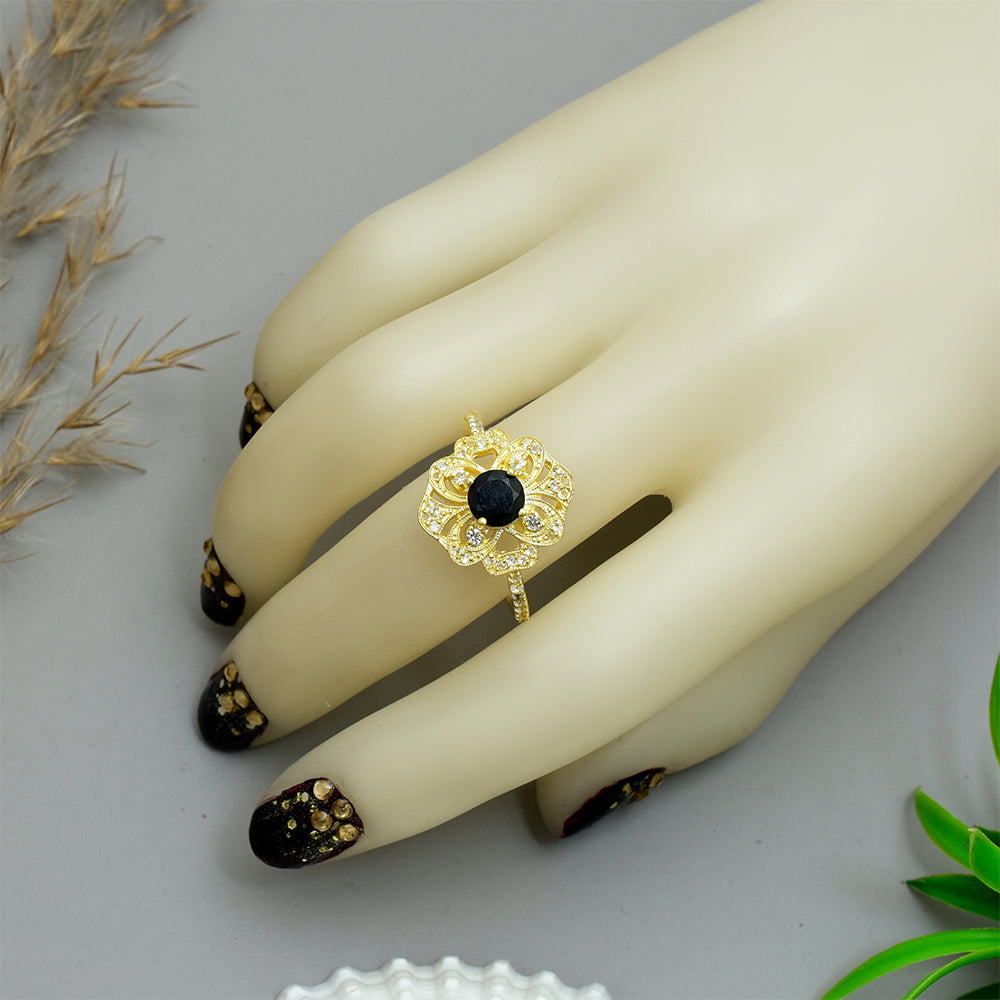 Goldplattierter Silberring mit äthiopischem Opal aus Lega Dembi und weißem Topas 4 