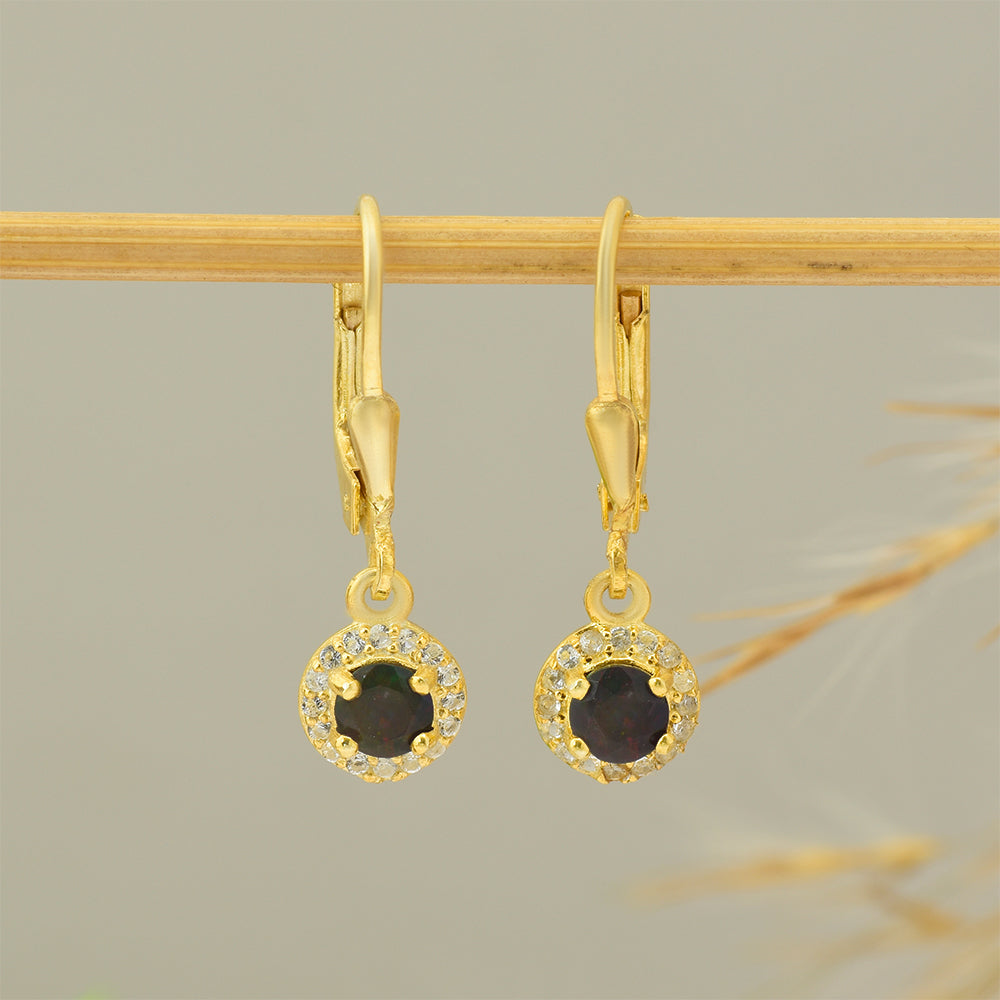 Goldplattierte Silberohrringe mit äthiopischem Opal aus Lega Dembi und weißem Topas 3 