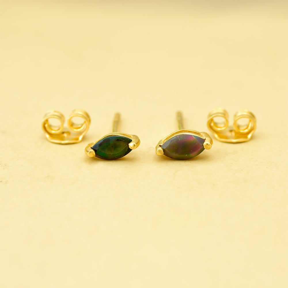 Goldplattierte Silberohrringe mit äthiopischem Opal aus Lega Dembi 2 