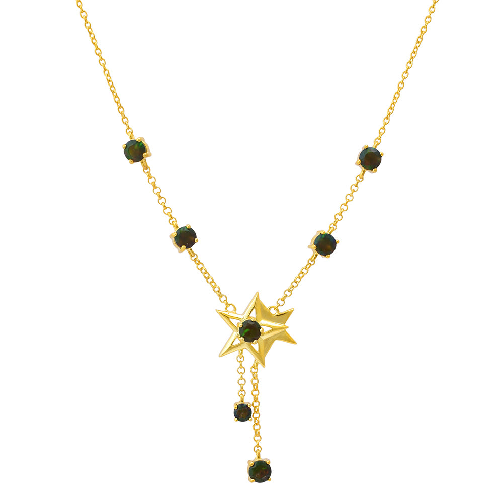 Goldplattierte Silberhalskette mit äthiopischem Opal aus Lega Dembi 1 