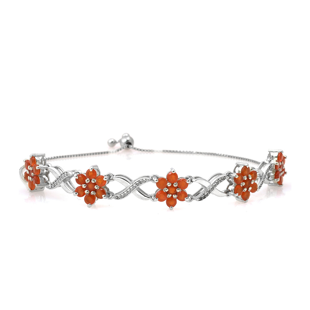 Silberarmband mit rotem Achat und weißem Topas