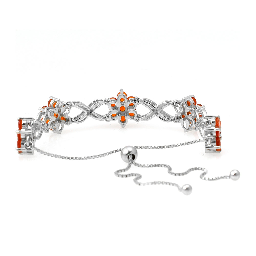 Silberarmband mit rotem Achat und weißem Topas 3 