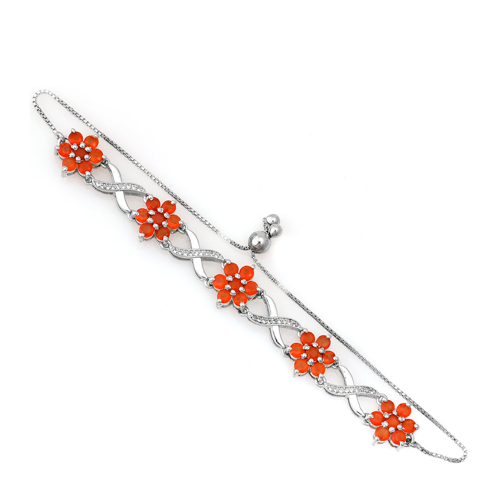Silberarmband mit rotem Achat und weißem Topas 4 