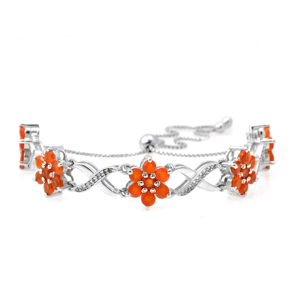 Silberarmband mit rotem Achat und weißem Topas 1 