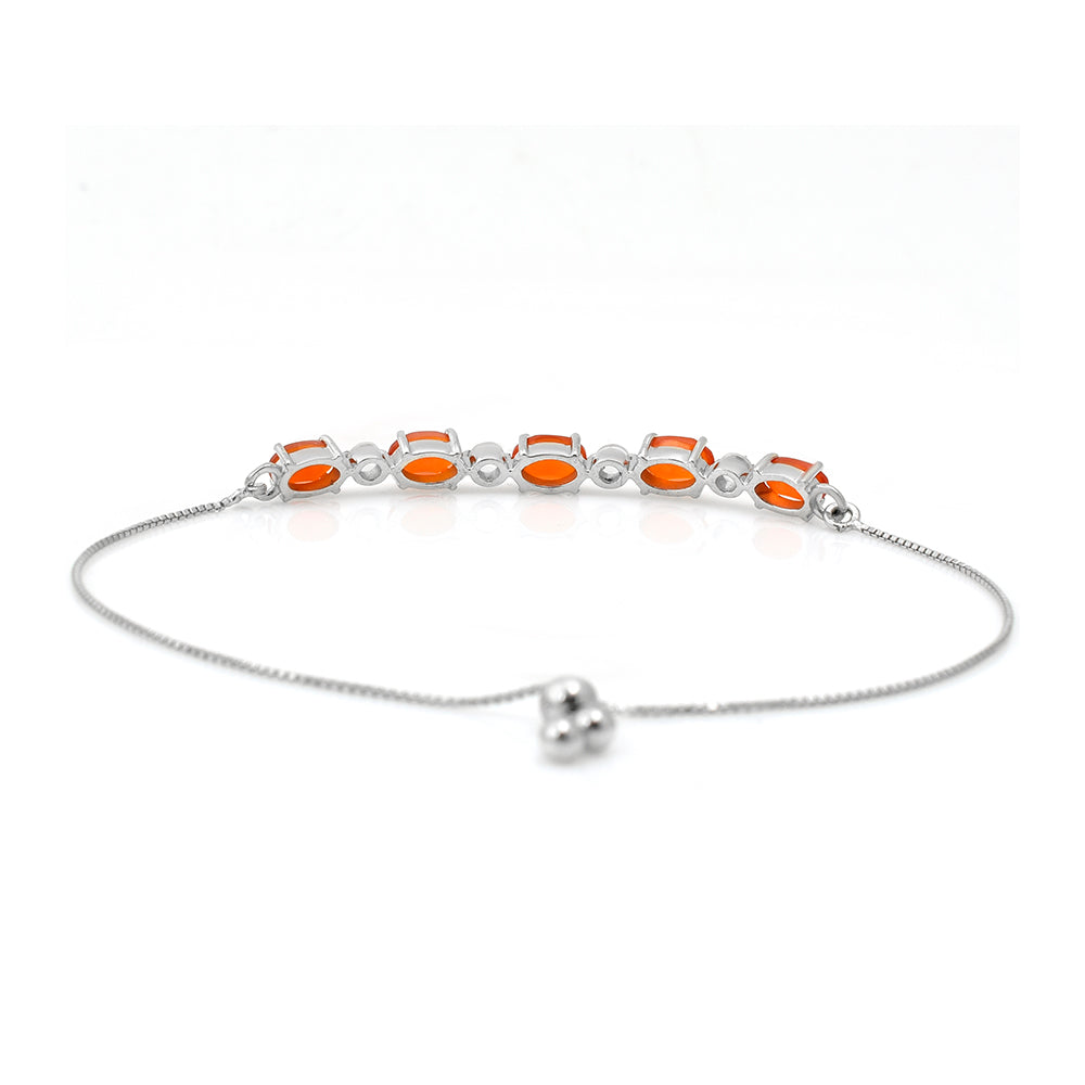 Silberarmband mit rotem Achat und weißem Topas 4 
