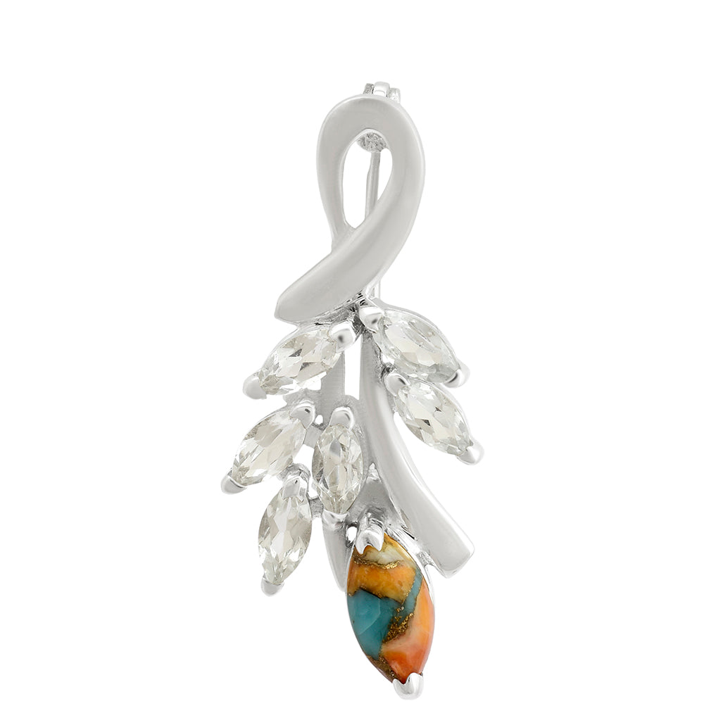 Silberbrosche mit Austerntürkis