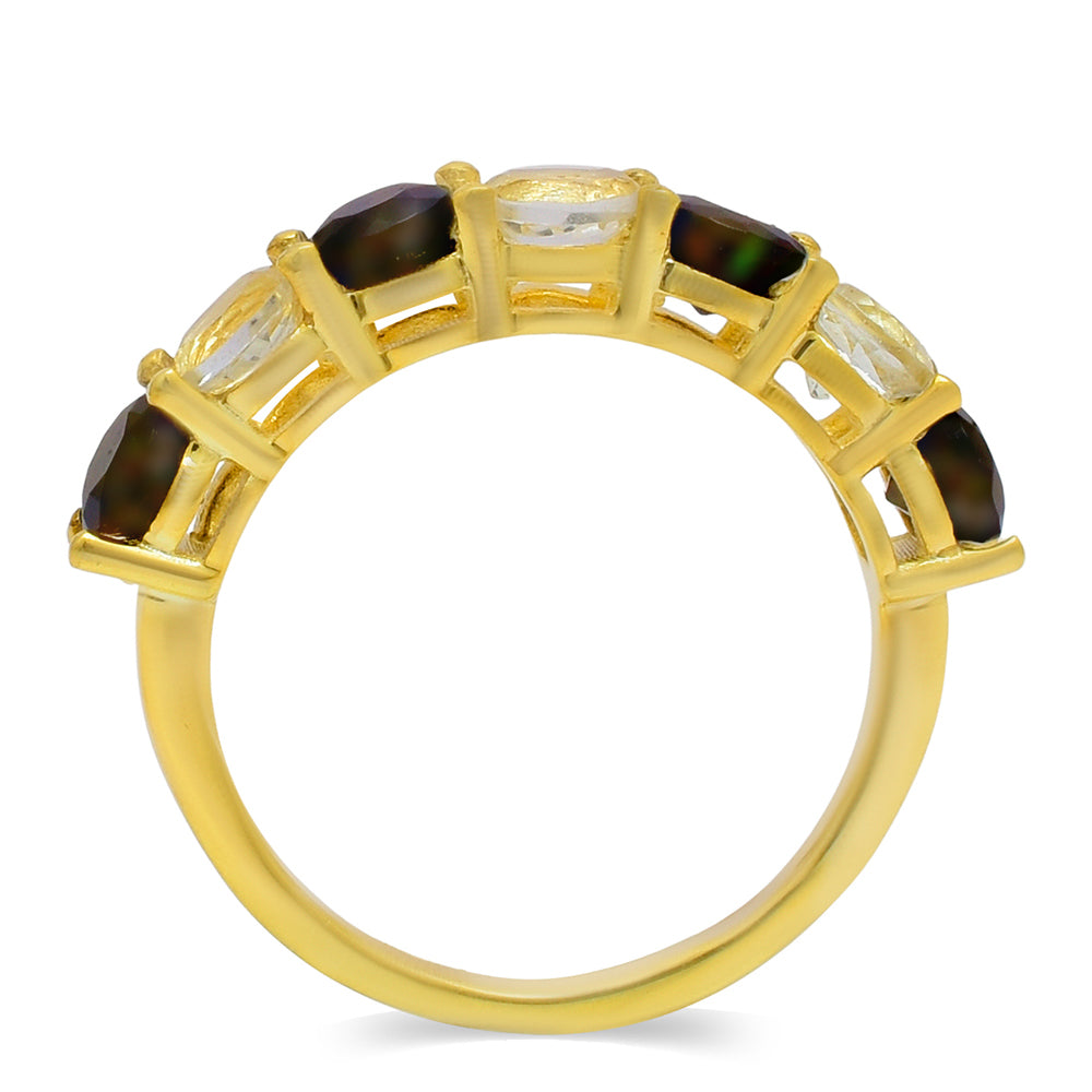 Goldplattierter Silberring mit äthiopischem Opal aus Lega Dembi