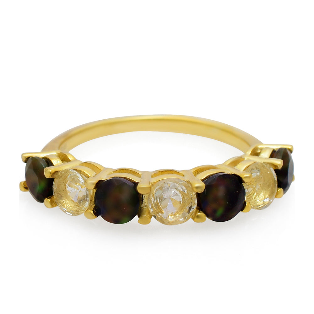 Goldplattierter Silberring mit äthiopischem Opal aus Lega Dembi 1 
