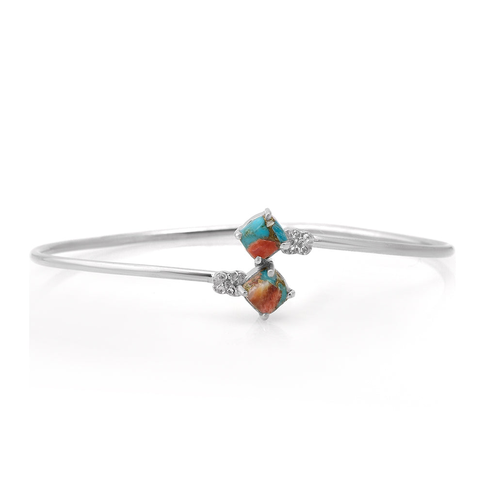 Silberarmband mit Austerntürkis und weißem Topas 1 