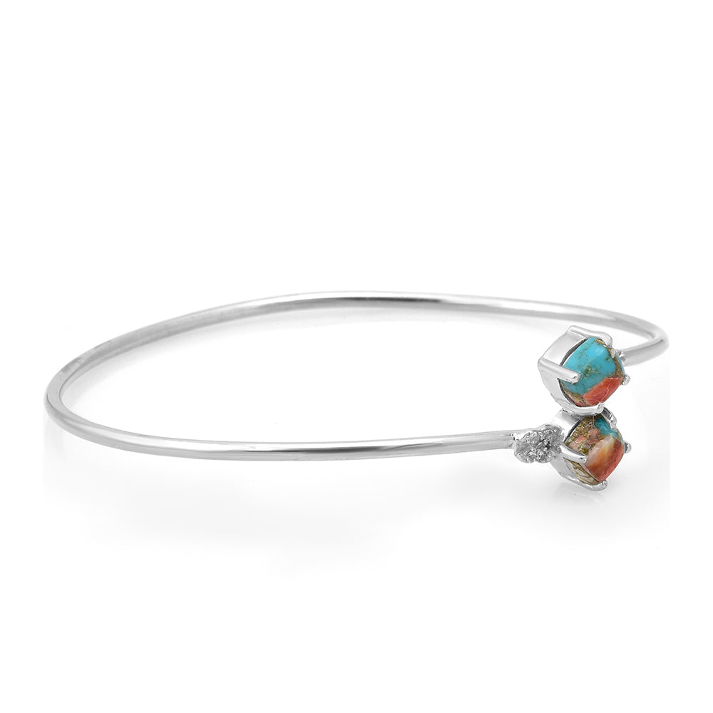 Silberarmband mit Austerntürkis und weißem Topas 2 