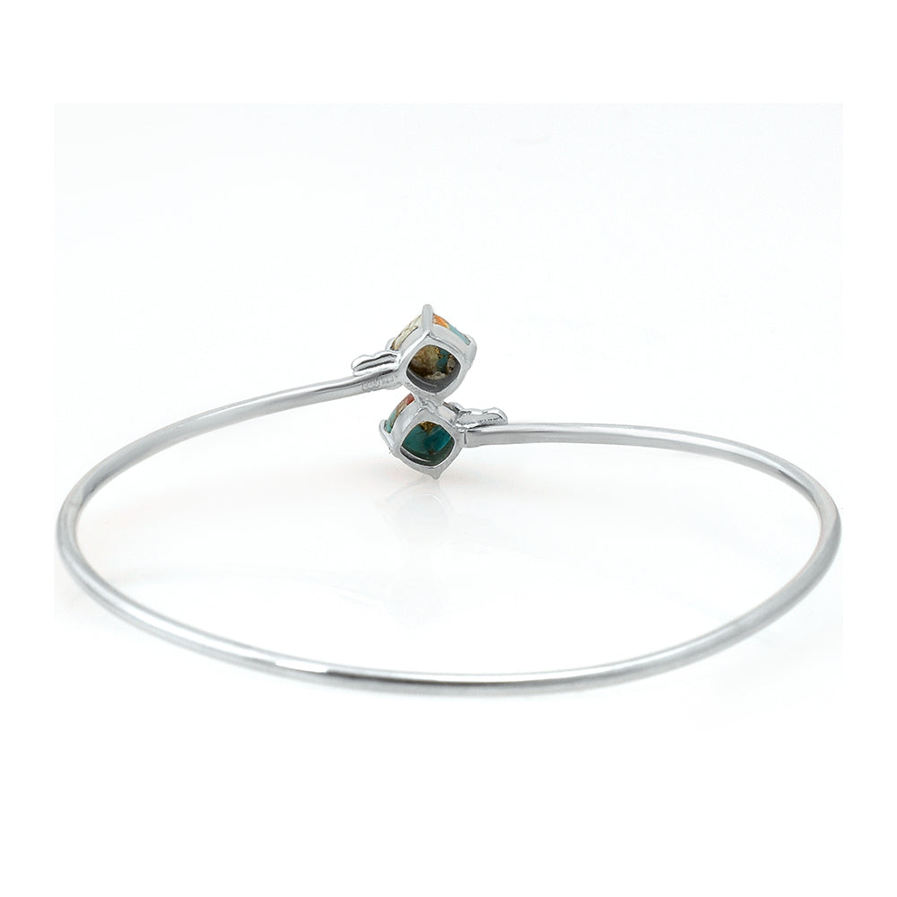 Silberarmband mit Austerntürkis und weißem Topas