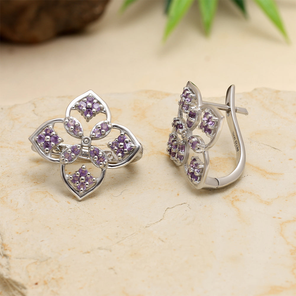 Silberohrringe mit brasilianischem Amethyst 2 