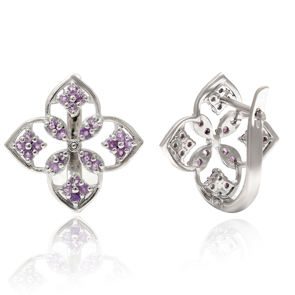 Silberohrringe mit brasilianischem Amethyst