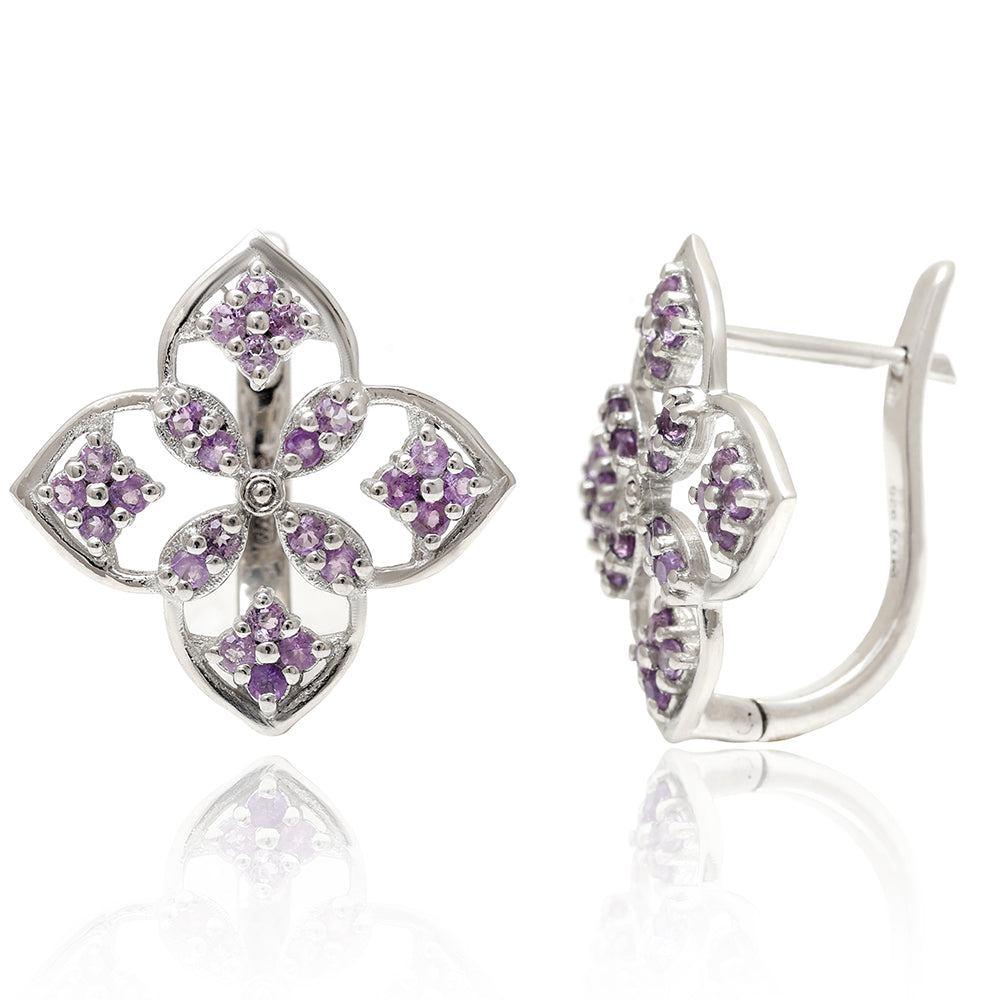 Silberohrringe mit brasilianischem Amethyst