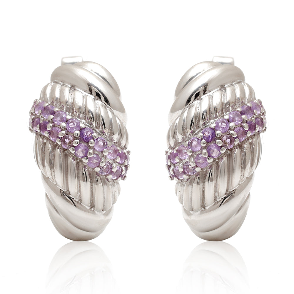Silberohrringe mit brasilianischem Amethyst