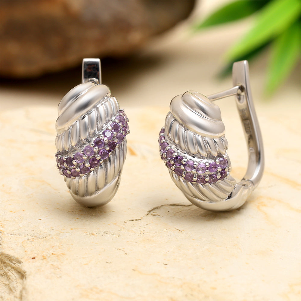 Silberohrringe mit brasilianischem Amethyst 1 