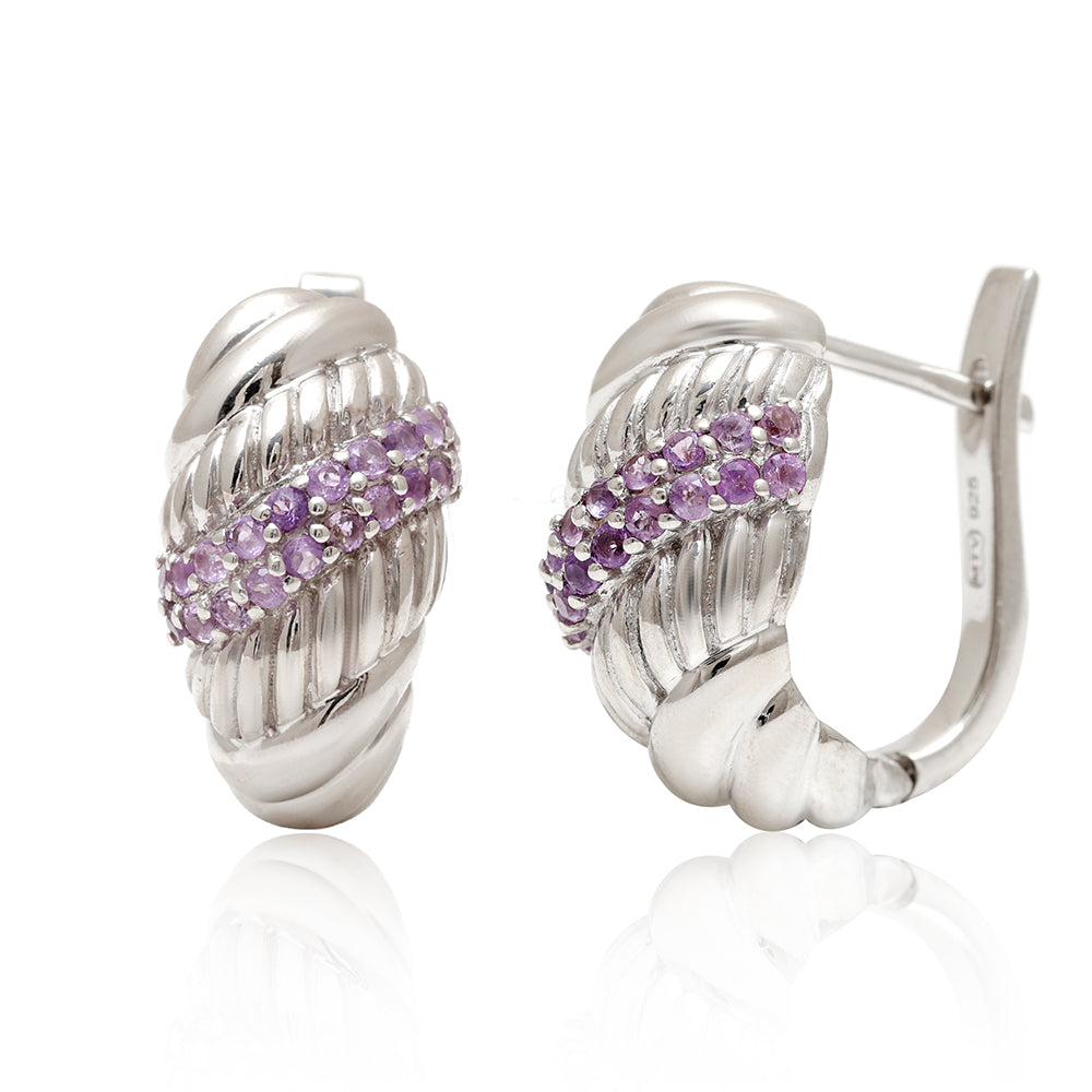 Silberohrringe mit brasilianischem Amethyst 4 