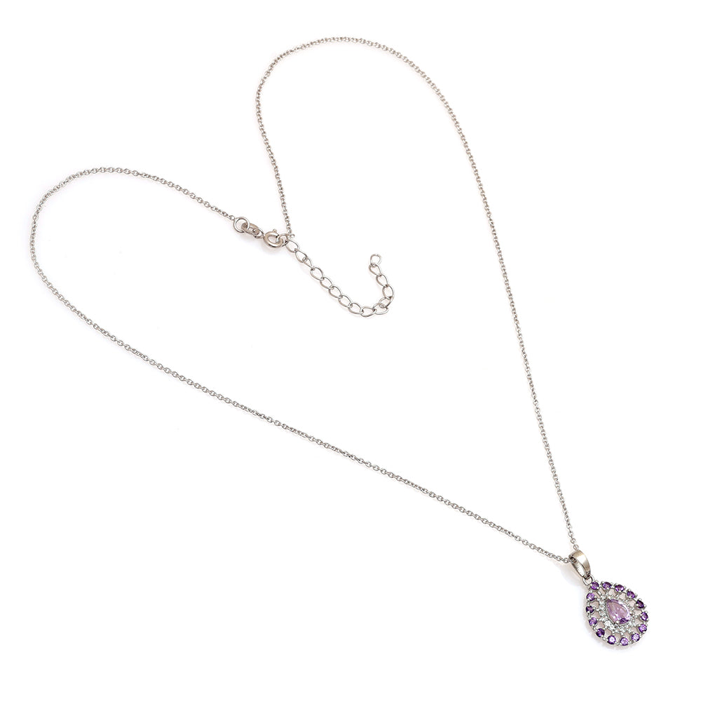 Silberanhänger mit brasilianischem Amethyst und weißem Topas