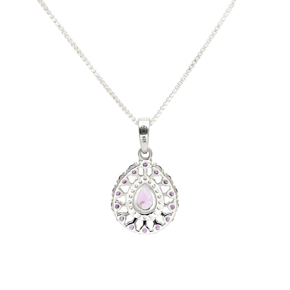 Silberanhänger mit brasilianischem Amethyst und weißem Topas 4 