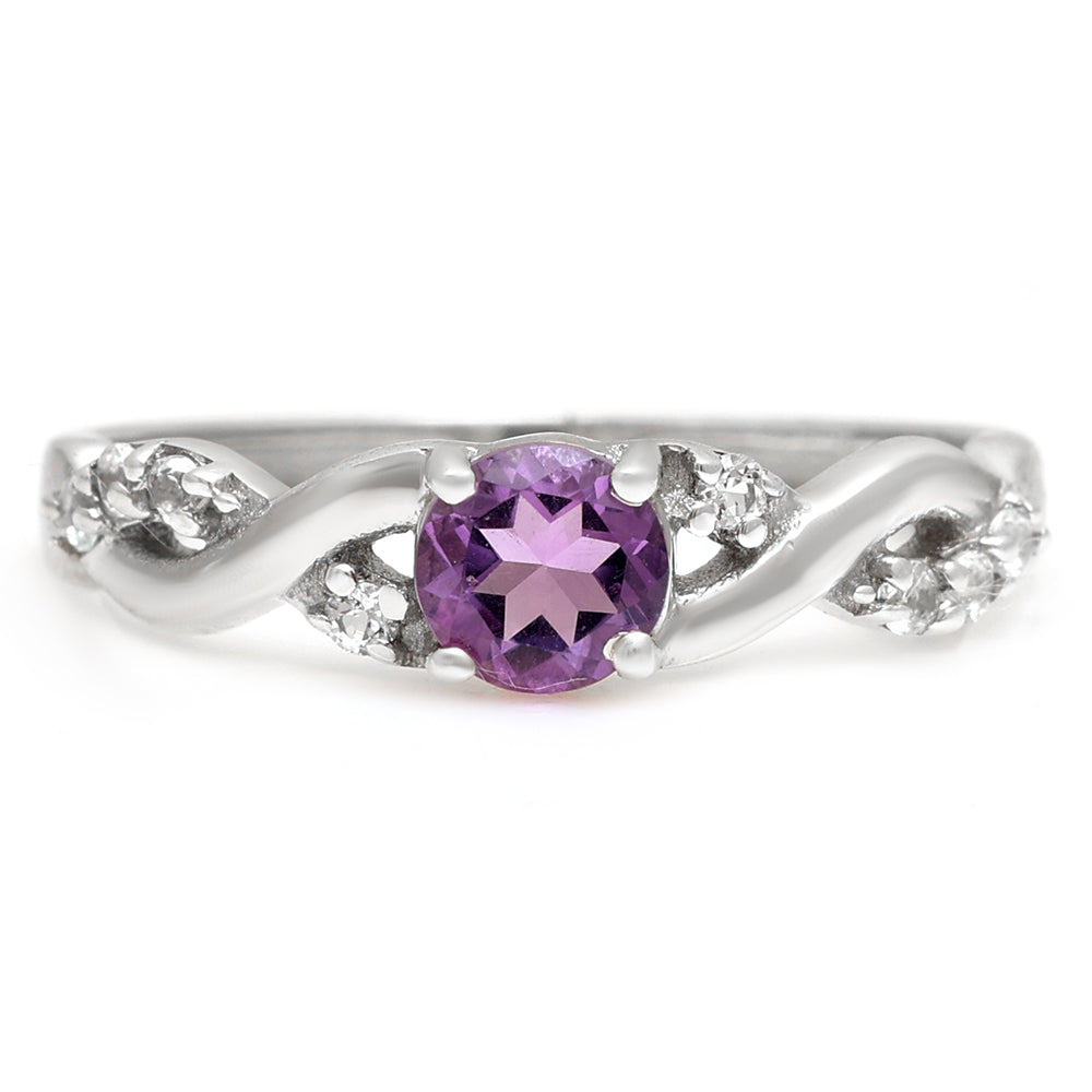 Silberring mit weißem Topas und brasilianischem Amethyst