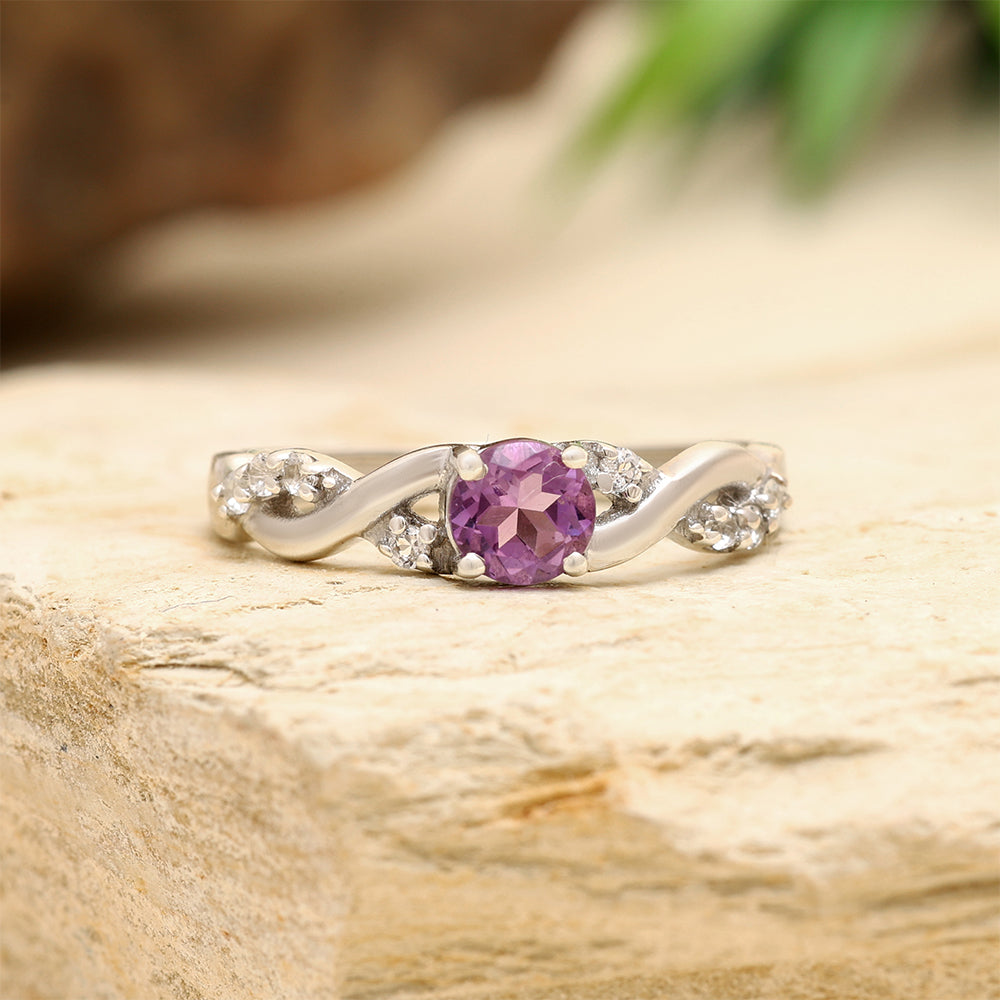 Silberring mit weißem Topas und brasilianischem Amethyst 2 