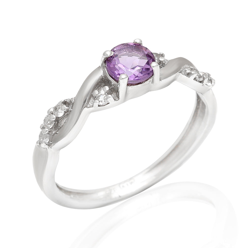 Silberring mit weißem Topas und brasilianischem Amethyst 8 