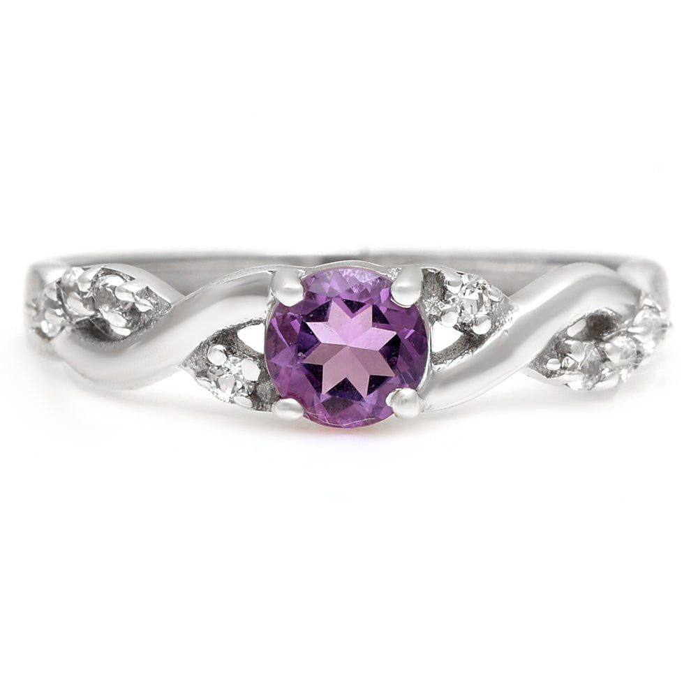 Silberring mit weißem Topas und brasilianischem Amethyst 1 