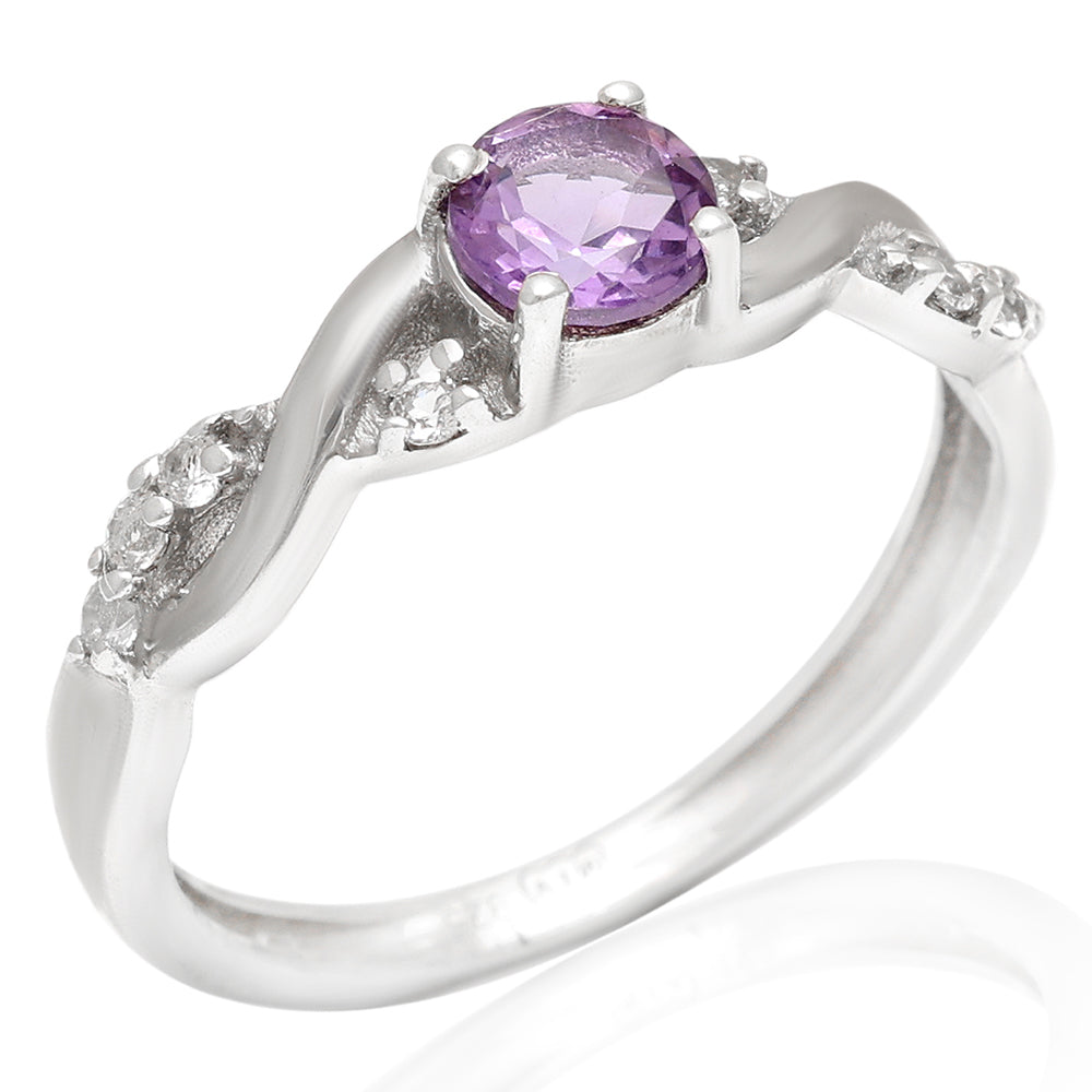 Silberring mit weißem Topas und brasilianischem Amethyst