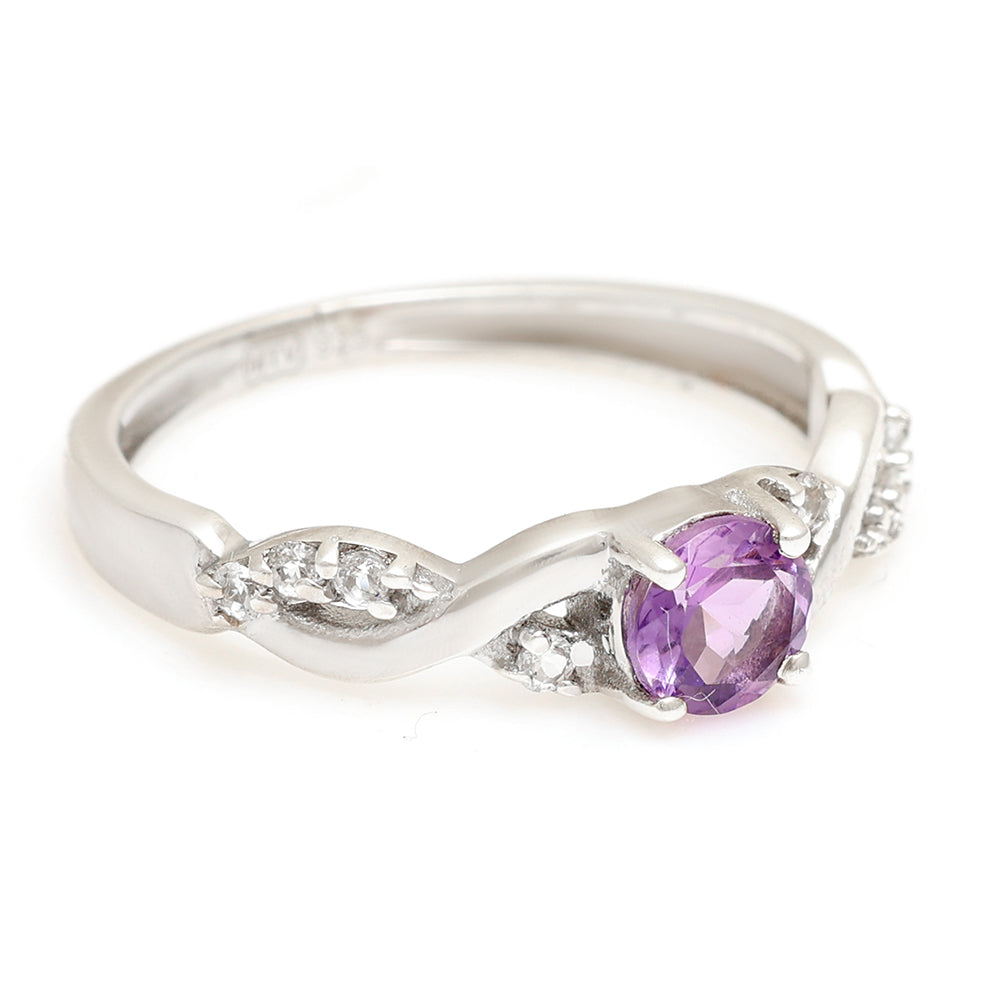 Silberring mit weißem Topas und brasilianischem Amethyst 5 