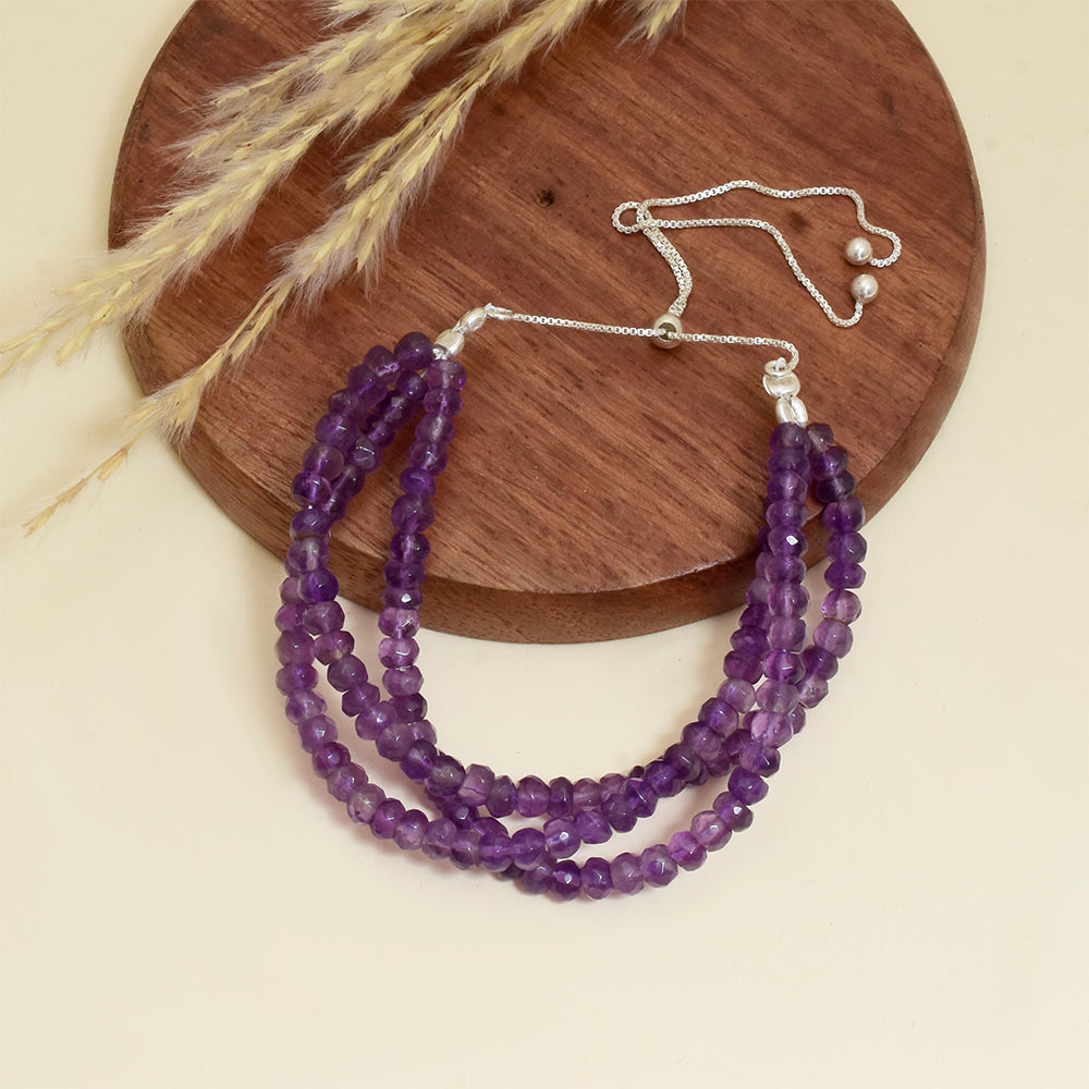 Silberhalskette mit brasilianischem Amethyst 2 