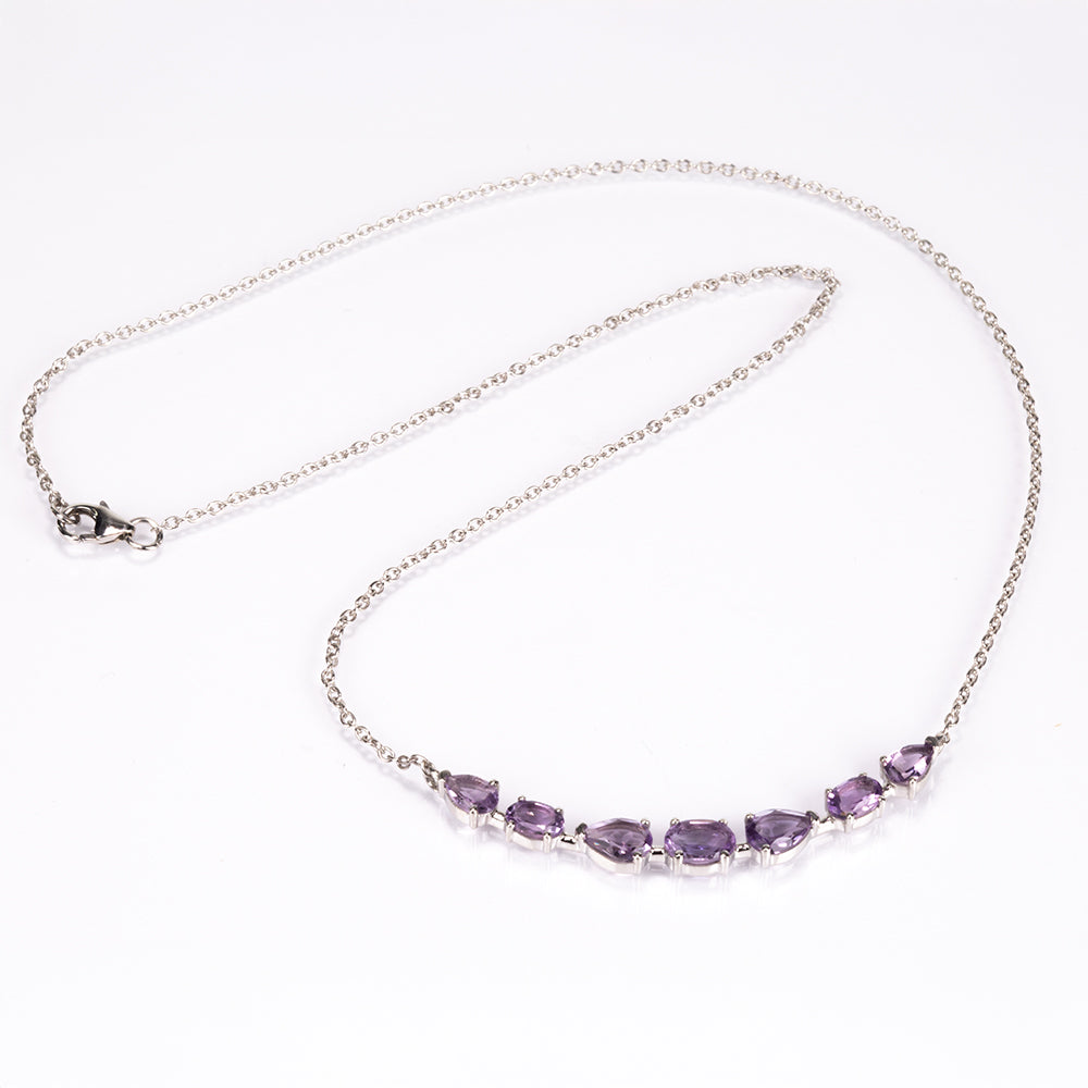Silberhalskette mit brasilianischem Amethyst