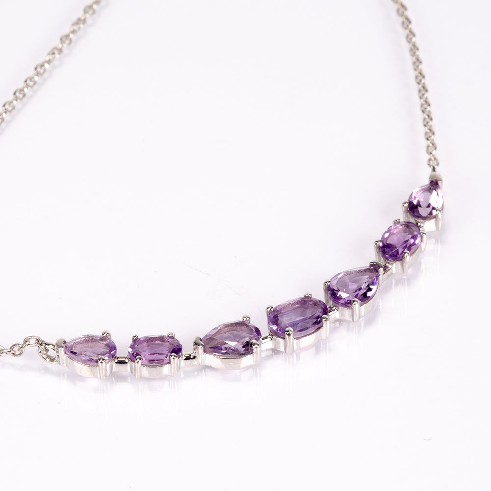 Silberhalskette mit brasilianischem Amethyst 7 