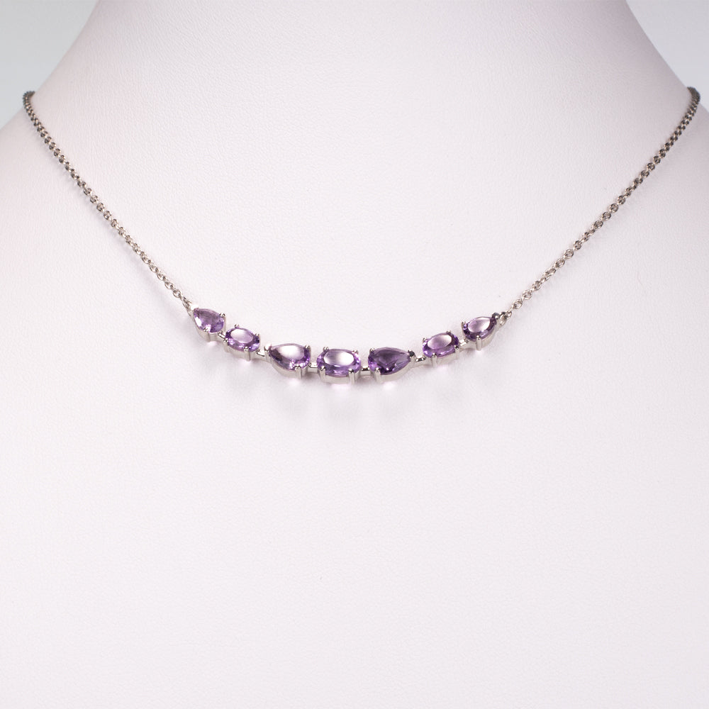 Silberhalskette mit brasilianischem Amethyst