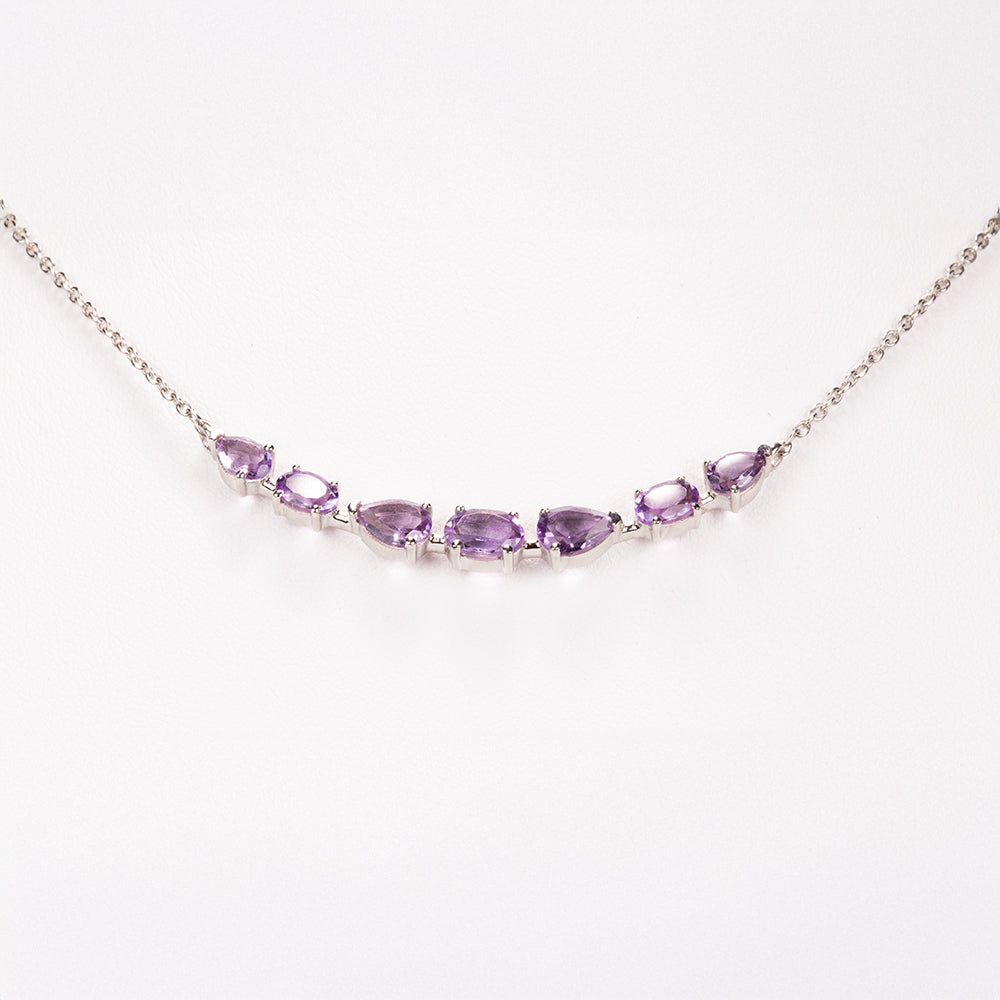 Silberhalskette mit brasilianischem Amethyst