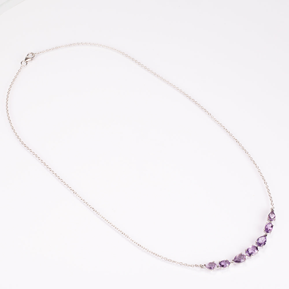 Silberhalskette mit brasilianischem Amethyst 10 