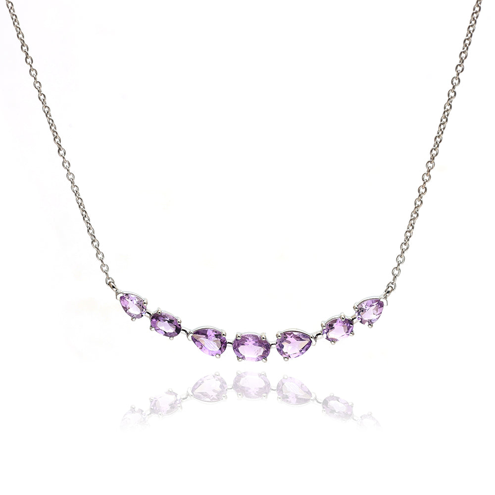 Silberhalskette mit brasilianischem Amethyst 2 