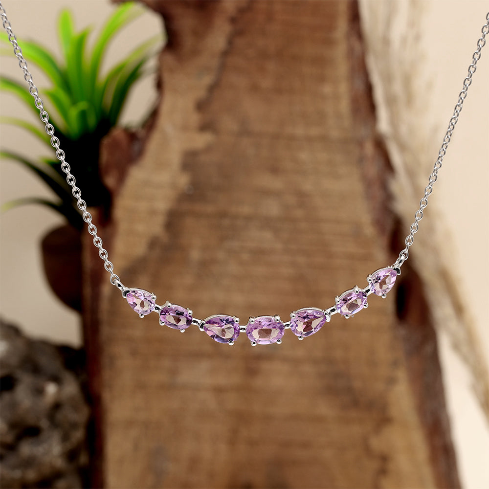 Silberhalskette mit brasilianischem Amethyst