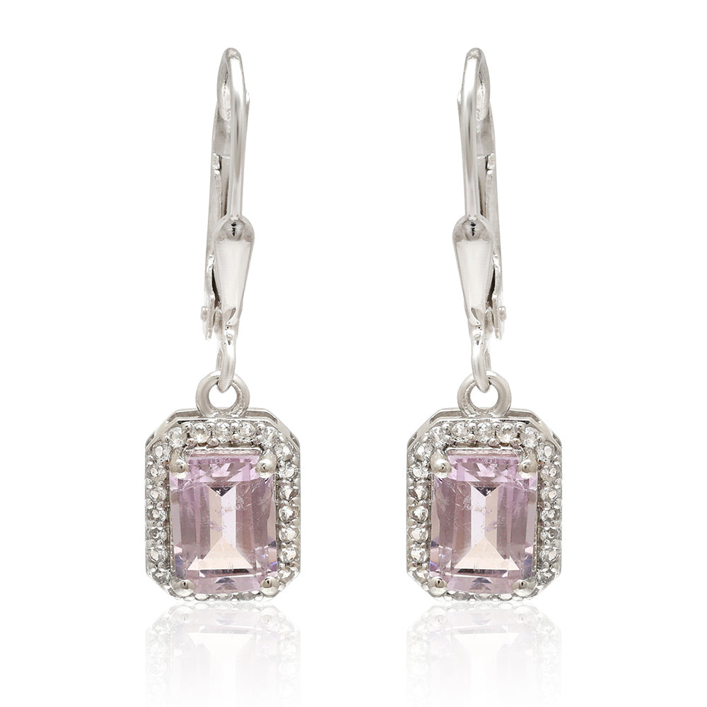 Silberohrringe mit brasilianischem Amethyst und weißem Topas