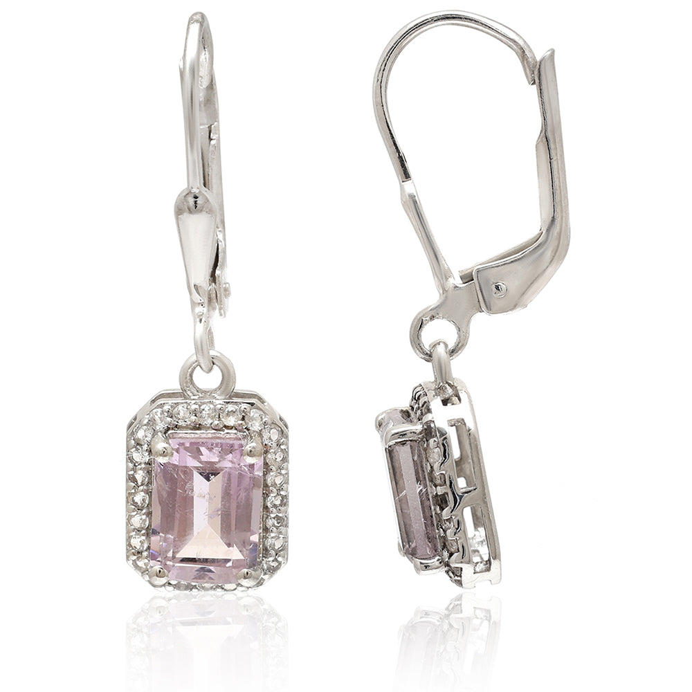 Silberohrringe mit brasilianischem Amethyst und weißem Topas 2 