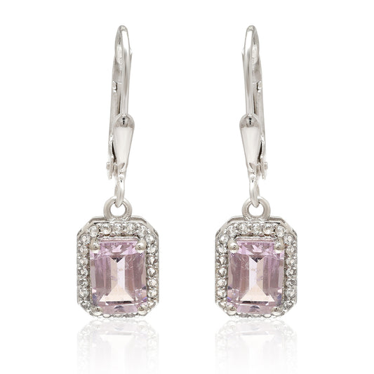 Silberohrringe mit brasilianischem Amethyst und weißem Topas