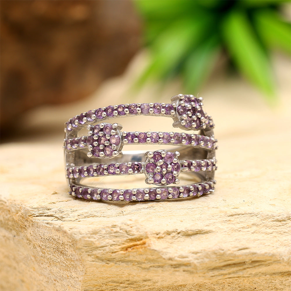 Silberring mit brasilianischem Amethyst 2 